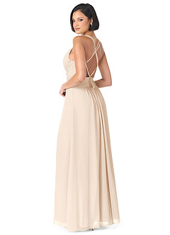 Azazie Farren Bridesmaid Dresses White Alabaster A-Line Pleated Chiffon Convertible Dress image5