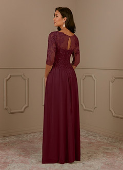 Azazie Harriet Abiti per la Madre della Sposa Abito A-Line in Maglia in Pizzo con Scollo a U Cabernet image4