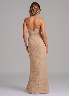 Azazie Jemma 신부 들러리 드레스 쉬스 주름진 플로럴 번아웃 바닥 길이 드레스 image6