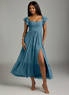 Azazie Anaya Abiti da Damigella Abito A-Line in Chiffon Plissettato Bermuda image1