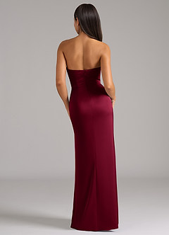 Azazie Marla Bridesmaid Dresses Burgundy Sheath Strapless Stretch Satin Convertible Dress image6