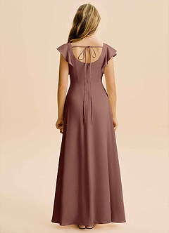 Azazie Bondi Junior Abito A-Line in Raso Elasticizzato Spacco Laterale Espresso image2