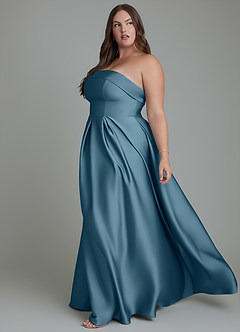 Azazie Lucienne Vestidos de damas de honor Vestido Bermudas de Satén Elástico de Línea A Convertible con Palabra de honor image12