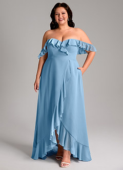 Azazie Lyra Bridesmaid Dresses Steel Blue A-Line Chiffon Convertible Dress image11