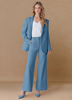 front Amelia Blu Acciaio Completo oversize in 2 pezzi con trama raffinata