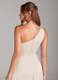 Azazie Brooke Suknie dla druhen Linia A Jedno ramię Satyna elastyczna Długość kostki Sukienka image2