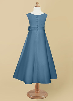 Azazie Lindy Flower Girl Dresses Bermuda A-Line Pleated Matte Satin Dress image11