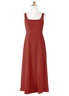 Azazie Renee Junior Terracotta A-Line Side Slit Chiffon Dress image5