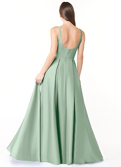 Azazie Neve Bridesmaid Dresses Agave Ball-Gown with Pockets Stretch Satin Dress image2