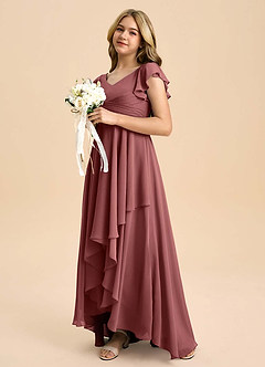 Azazie Caria Junior Amethyst A-Line Pleated Chiffon Dress image5