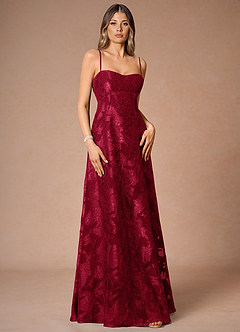 Thalyn Ruby Red Long Prom Dress image1
