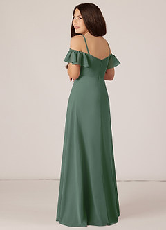 Azazie Juna Junior Eucalyptus A-Line Off the Shoulder Chiffon Dress image5