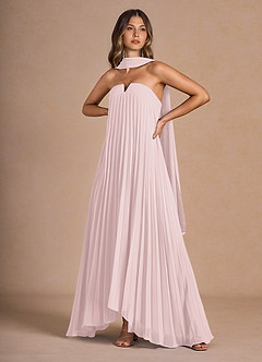 Nahla Powder Pink Allover Pleated Maxi Dress image5