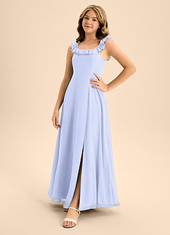 Azazie Callie Junior Abito A-Line in Chiffon Increspato Lavanda image3