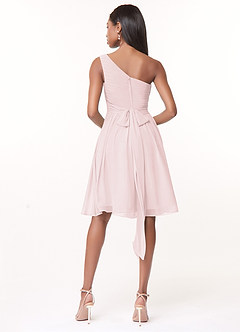 Azazie Katrina Bridesmaid Dresses Blushing Pink A-Line One Shoulder Chiffon Dress image2