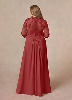 Azazie Devereaux Mother of the Bride Dresses Rust A-Line Lace Chiffon Dress image7