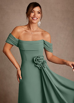 Azazie Amherst vestidos de madre de la novia Vestido de Eucalipto de Gasa de Corte en A con Vestidos sin tirantes image6