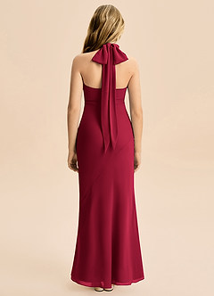 Azazie Velli Junior Burgundy Mermaid High Neck Chiffon Dress image2