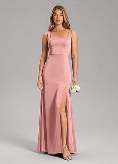 Azazie Frostine Bridesmaid Dresses Rosette A-Line Bow Stretch Satin Dress image3