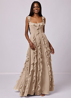 Barbie ♥ Azazie Bridesmaid Dresses Taupe A-Line with Pockets Chiffon Dress image4