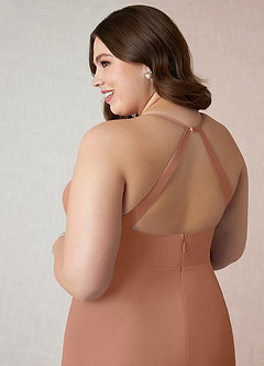 Azazie Becca Bridesmaid Dresses Bronzer Sheath V-Neck Chiffon Dress image11