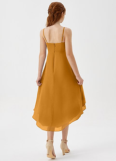 Azazie Mariam Junior Vestido de Caramelo de Gasa de Corte en A con Plisado image6