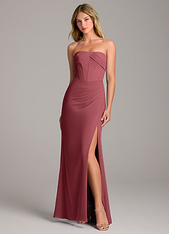 Azazie Chantel Bridesmaid Dresses Merlot Sheath Strapless Chiffon Convertible Dress image1