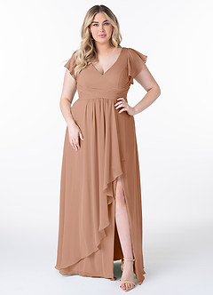 Azazie Omari Bridesmaid Dresses Champagne Rose A-Line Chiffon Dress image7