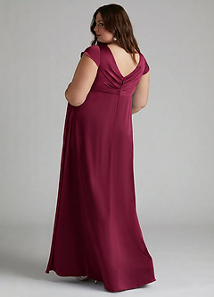 Azazie Allessia Maternity Bridesmaid Dresses A-Line Pleated Stretch Satin Floor-Length Dress image9