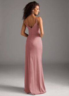 Azazie Deandra Bridesmaid Dresses Dusty Rose Mermaid Pleated Stretch Satin Dress image2