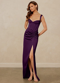 Christian Siriano Bridal for Azazie 1017 Bridesmaid Dresses Grape Sheath Sweetheart Neckline Stretch Satin Dress image3