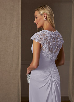 Azazie Birdie Mother of the Bride Dresses Fog A-Line Queen Anne Sequins Chiffon Dress image25