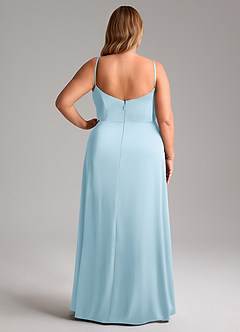 Azazie Azuree Robes de demoiselle d'honneur Robe Trapèze en Satin extensible Plissée Bleu Ciel image10