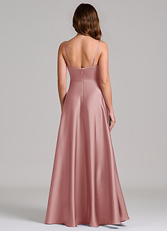 Azazie Amani Bridesmaid Dresses Dusty Rose A-Line Pleated Stretch Satin Dress image5