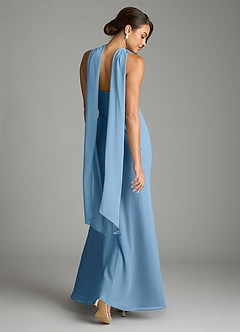 Azazie Saylor Vestidos de damas de honor Vestido de Azul Acero de Gasa de Corte Sirena con Sin tirantes image9