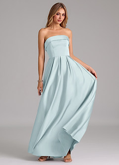 Azazie Lucienne Bridesmaid Dresses Mist A-Line Strapless Stretch Satin Convertible Dress image5