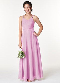 Azazie Janine Junior Candy Pink A-Line Chiffon Dress image1