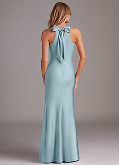 Azazie Doretta Brautjungfernkleider Meerjungfrau-Linie Plissee Stretch-Satin Kleid Stimmungsvolles Blau image2