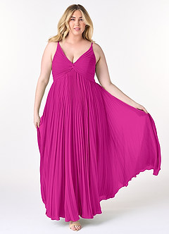 Azazie Raychelle Jurken voor bruidsmeisjes Jurk van Chiffon met A-Lijn V-hals Fuchsia image7