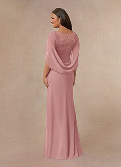 Azazie Hera Mère de la mariée Robes Robe Trapèze en Mousseline de soie Capelette en dentelle Rose Poussiéreuse image3