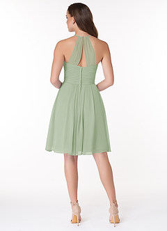 Azazie Adriana Final Sale Dusty Sage A-Line Pleated Chiffon Dress image2
