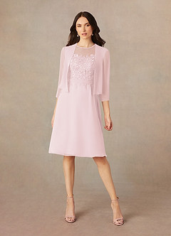 Azazie Klaus Mother of the Bride Dresses Blushing Pink A-Line Scoop Sequins Chiffon Dress image1