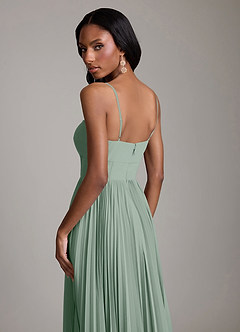 Azazie Akiko Bridesmaid Dresses Silver Sage A-Line Sweetheart Neckline Chiffon Dress image6