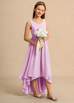 Azazie Kitten Girl Jurken voor bloemenmeisjes A-Lijn Jurk van Chiffon Snoep Roze image3