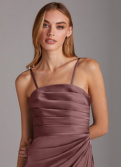Azazie Lexie Bridesmaid Dresses Vintage Mauve Sheath Strapless Stretch Satin Convertible Dress image2