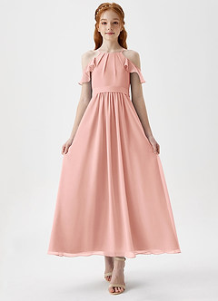 Azazie Chaya Junior Rosette A-Line Off the Shoulder Chiffon Dress image4