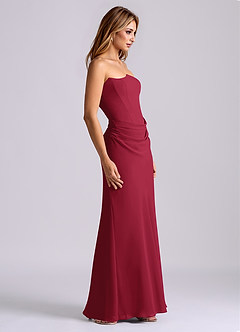 Azazie Debby Bridesmaid Dresses Burgundy Mermaid Strapless Chiffon Dress image5
