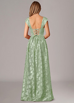 Azazie Hazel Bridesmaid Dresses Dusty Sage A-Line Corset Floral Burnout Dress image4