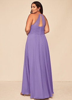 Azazie Ginger Abiti da Damigella Abito A-Line in Chiffon con Scollo Halter a Pieghe Tahiti image11