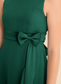 Azazie Lilenne Junior Emerald A-Line Bow Chiffon Dress image6